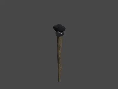 LowPoly 3D Torch wooden stick Low-poly 3D model