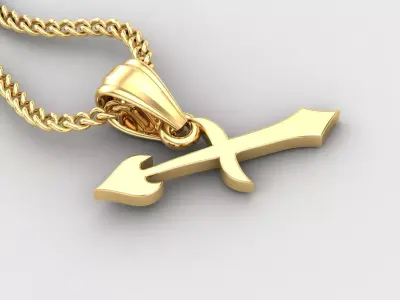 Sagittarius Light Gold Pendant Version 5 3D print model