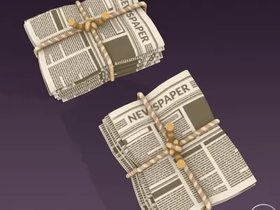 Stylized Newspaper Stack Low-poly 3D model