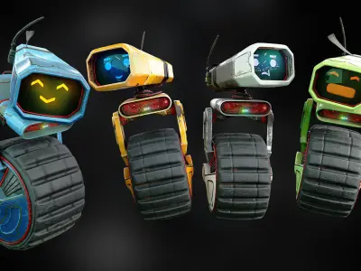 Rover Robot Collection - Low Poly Game model Low-poly 3D model
