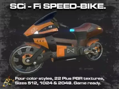 SCI-Fi Speed-Bike Low-poly 3D model