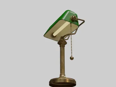Bankers table Lamp with pbr textures Low-poly 3D model