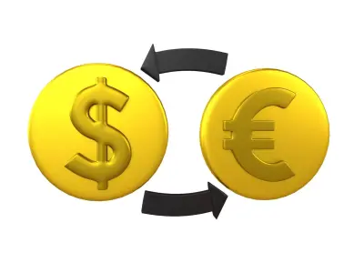Currency Exchange Dollar To Euro Icon v1 003 Low-poly 3D model