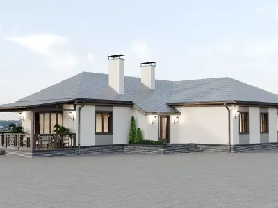 House 2 with patio 3D model