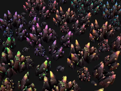 Rocks Crystals Gems Pack for Cave Dungeon  Mine Low-poly 3D model