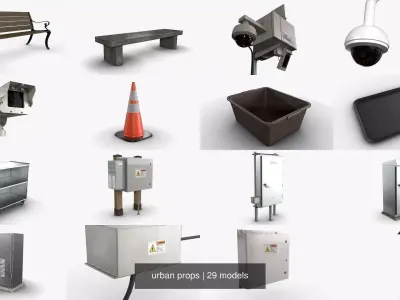 urban props 3D Model Pack