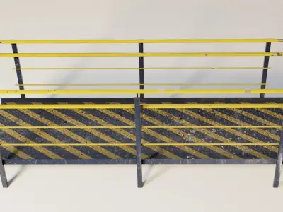 Ramp 3 PBR stair railings and handrails 3D model