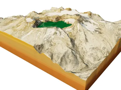 Katmai volcano 3D model terrain Low-poly 3D model