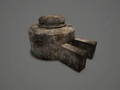 WW II OldBunker Low-poly 3D model