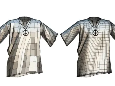 Cartoon High Poly Subdivision Hippie Shirt 3D Model Low-poly 3D model