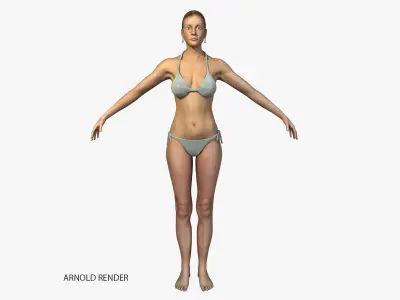 Rigged Realistic Female Character with Bikini 3D model