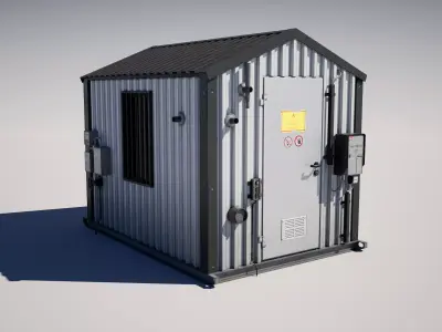  Small Industrial Cabin Building Low-poly 3D model