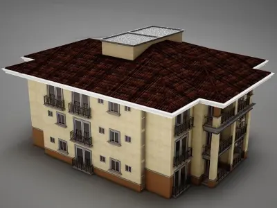 Modern Tropical Latin Mexican Beach Tower Hotel Hacienda medium 3D model