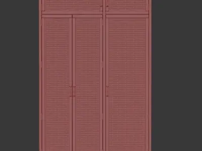 Wooden cupboard from rattan 3D model