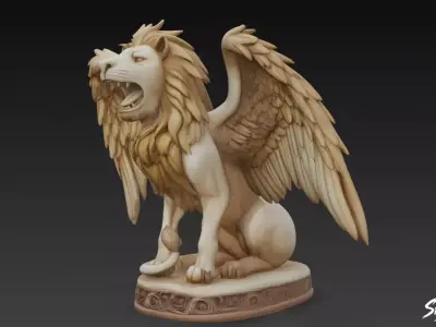 Lion Statue V38 Low-poly 3D model