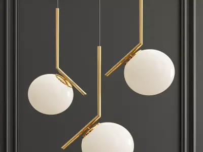 milk white glass ball pendant lighting 3D model
