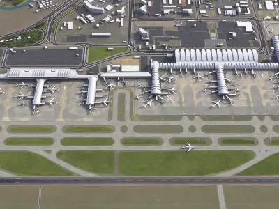 Chengdu - 3D Airport Model Low-poly 3D model