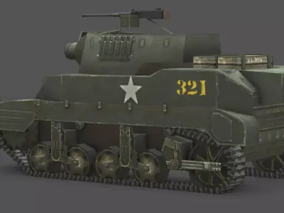  M8 Scott Tank 3D Model Low-poly 3D model