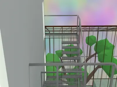 Achitectural Project with Greenhouse Low-poly 3D model