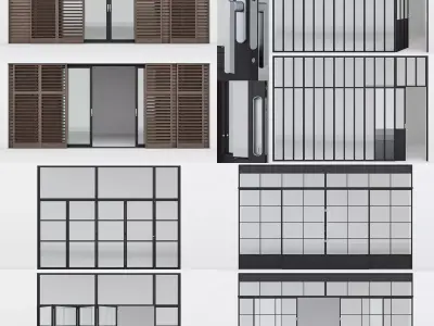 Collection  Aluminium door x4 3 3D Model Pack