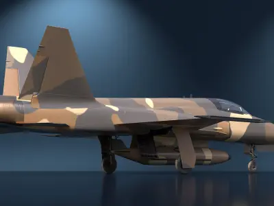  Sand Camouflaged Military Fighter Jet Simplified 