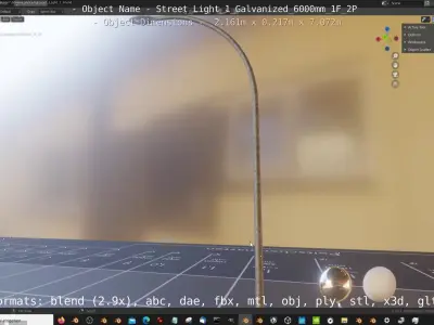 Street Light 1 Galvanized 6000mm 1F 2P Low-poly 3D model