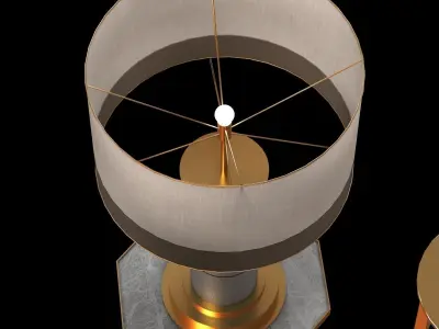 Brass end table and table lamp 3D model