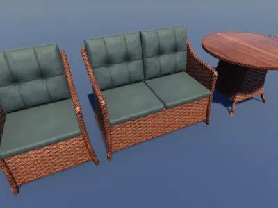 Outdoor Patio Furniture Low-poly 3D model