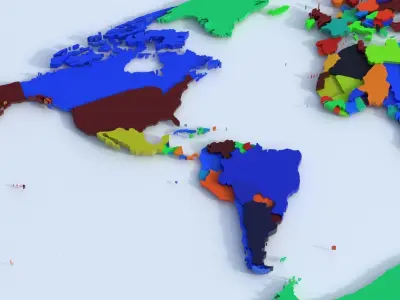 Countries Offset Map Low-poly 3D model