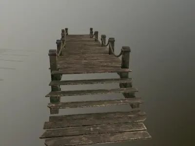 wooden pier Low-poly 3D model
