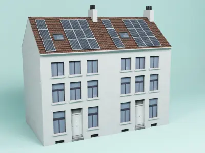 Solar installation building 1 Low-poly 3D model