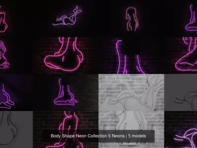 Body Shape Neon Collection 5 Neons 3D Model Pack