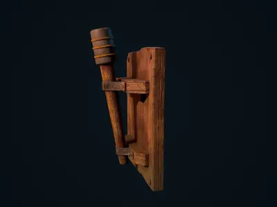 Wooden Torch Low-poly 3D model