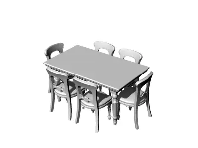 Dolls House Miniature Short Dining Table and Chairs 12th Scale 3D print model