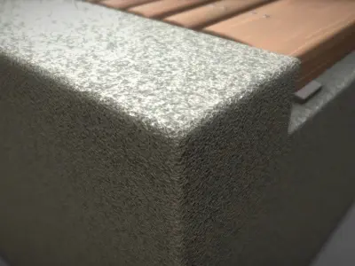 Bench -6- Wood on Concrete Block Low-poly 3D model