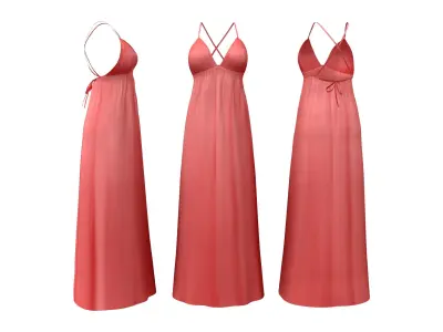 Strapped Cross Back Maxi Dress Low-poly 3D model