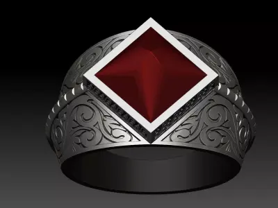 MAN RING WITH GEM 3D print model