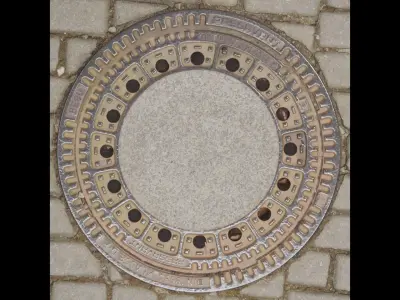 Manhole cover PBR 3D model
