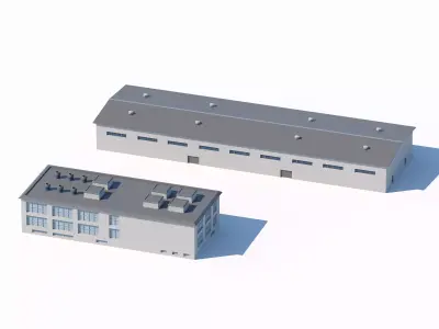 Industrial warehouse and office building pack 3D model
