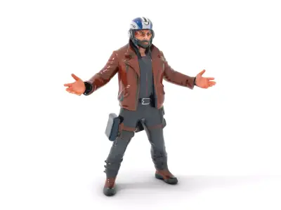 Space Pilot Rigged and Animated D Character Model Low-poly 3D model