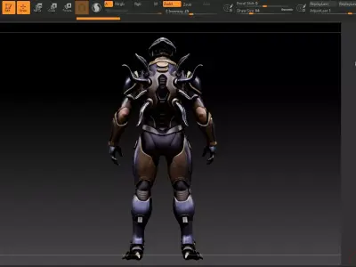 020 Futuristic Armored Sci-Fi Mech Character 200cm- Game Ready Low-poly 3D model