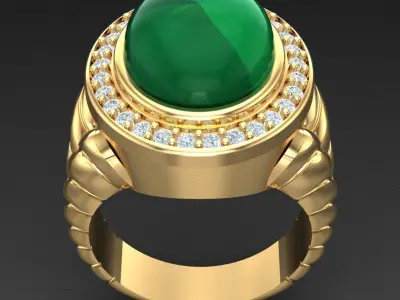Light Gold Diamond Men Ring 2MR093 3D model