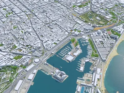 Barcelona Downtown Spain Low-poly 3D model