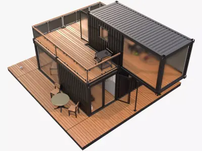Modern Modular Container House 2 Story M1 3D model