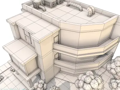 Cartoon City Hotel Low-poly 3D model