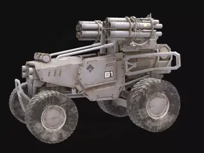 3D Model Sci-Fi Military Buggy - Low Poly Combat Vehicle 3D model