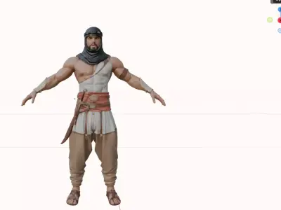 Legendary Muscular Warrior  Stylized 3D Character Low-poly 3D model