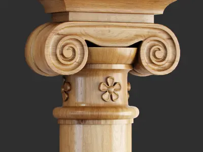 Classic Wooden Door and Carved Elements 3D model