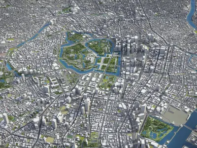 Tokyo - Chiyoda - Chuo Low-poly 3D model