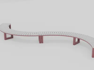 Outdoor Wooden Bench 10 Low-poly 3D model